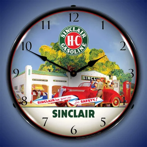 Vista 2 de Sinclair Station - Reloj de pared LED, retro, vintage, iluminado, 14 pulgadas
