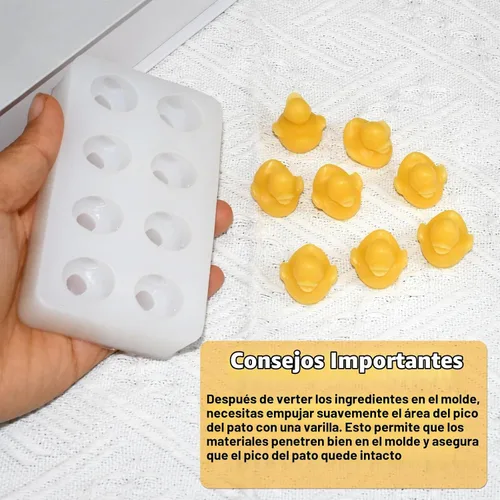 Vista 4 de Molde de silicona de pato 3D de 8 cavidades para hornear, resina epoxi, arcilla polimérica para manualidades