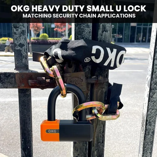 Vista 6 de OKG Cerradura en U pequeña resistente – Grillete en U de acero de aleación de manganeso anticorte de 0.709 in Cerradura antirrobo de motocicleta
