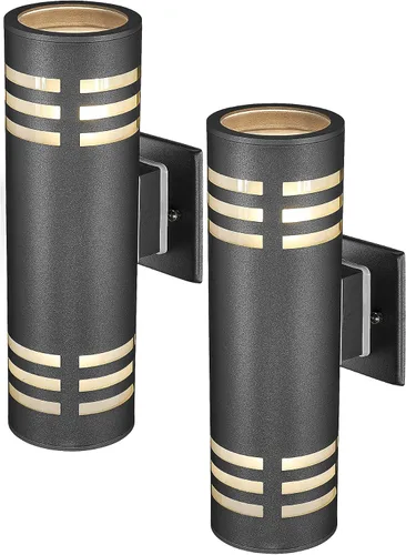Vista 8 de TENGXIN Aplique de pared para exteriores, luz de porche arriba/abajo, acero inoxidable 304 y vidrio templado, acabado negro, E27, certificación UL