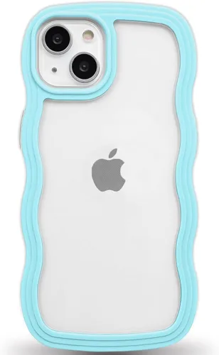 Vista 39 de Anuck Funda para iPhone 13 Pro con borde ondulado, diseño trasero transparente, agarre antideslizante, forma de marco rizado ondulado, a prueba