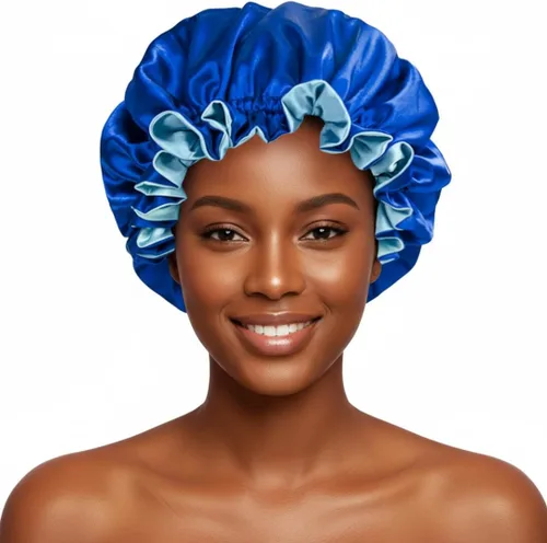 Vista 24 de Gorro de pelo para dormir, gorro de noche con clip ajustable, gorro reversible para el cabello para mujer, gorro de satén de seda