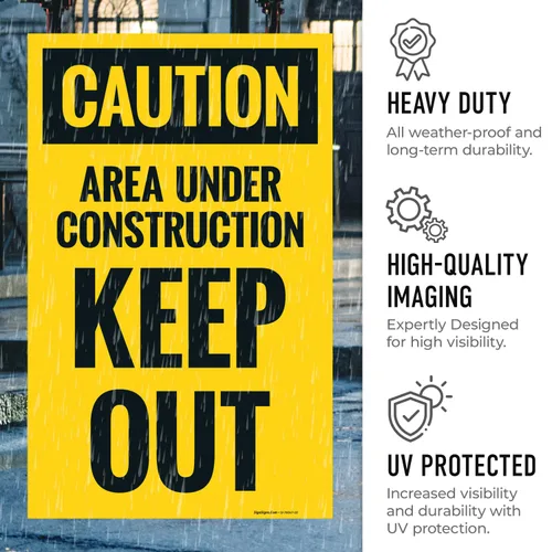 Vista 4 de OSHA Caution Area Under Construction Keep Out Sidewalk Sign Kit, 10x16 Inches, Replacement Panels (2 Pack) Thick HDPS Plastic, Made in USA by Sigo
