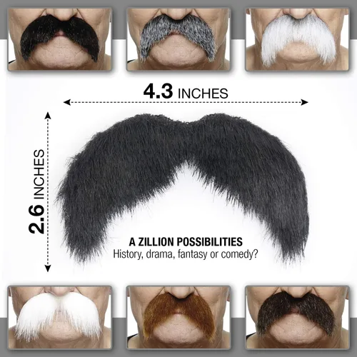 Vista 22 de Mustaches Bigotes falsos autoadhesivos, original, estilo morsa, M