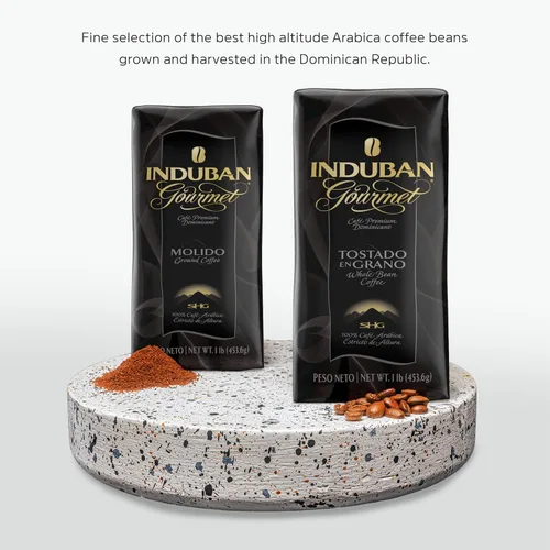 Vista 6 de Induban Gourmet, bolsa de 16 onzas, café de grano entero, tostado medio, café 100% arábica premium de la República Dominicana (paquete de 1)