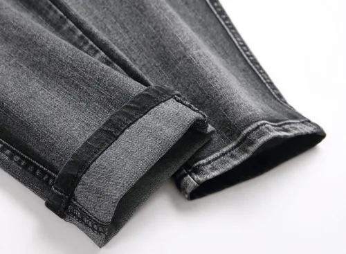 Vista 6 de Jeans elásticos ajustados para hombre, jeans ajustados rasgados para hombre, pierna recta, cómodos, cintura flexible, pantalones de mezclilla tipo