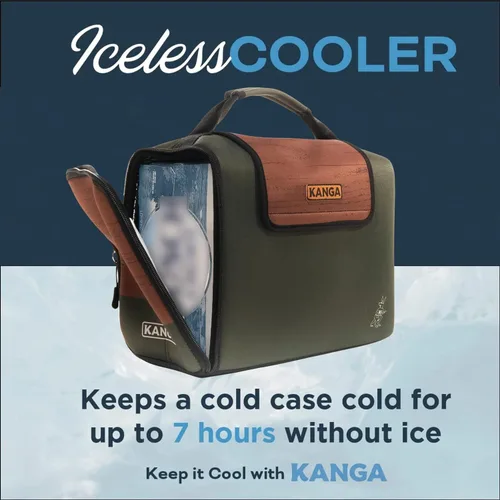 Vista 2 de Kanga Kanga Kase Mate - Bolsa térmica aislada - Bolsa térmica suave - Enfriador de bebidas para latas de cerveza y seltzer - Aislamiento y Woody