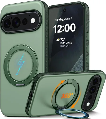 Vista 40 de Oterkin Funda para Google Pixel 10a con soporte magnético giratorio de 360°, color azul Soporte de anillo, apto para MagSafe, antideslizante, 15