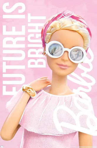 Vista 9 de Mattel Barbie - Póster de pared Future is Bright, 22.4 pulgadas de largo x 14.7 pulgadas de ancho, versión enmarcada de madera de granero