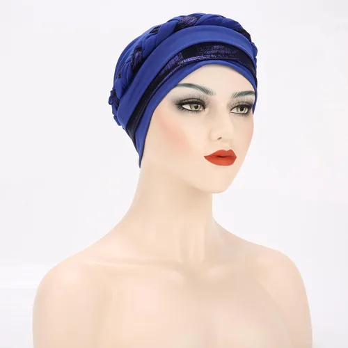 Vista 8 de Turbante para mujer Pañuelo de cabeza trenzado brillante sedoso trenzado para quimioterapia para la cabeza de cáncer