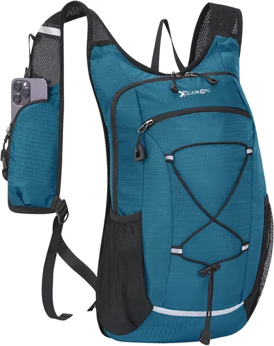 Vista 12 de Mochila pequeña de 15L para senderismo ligera Mochila de hidratación para hombres y mujeres, mochila de senderismo impermeable para viajes y ciclismo