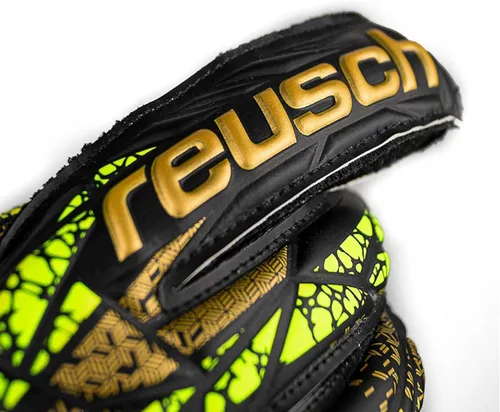 Vista 6 de Reusch Attrakt Infinity - Guantes de portero de fútbol, flexibles y Negro/Dorado