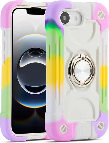 Vista 36 de MARKILL Funda compatible con iPhone 14 Pro de 6.1 pulgadas con soporte de anillo integrado, protección contra caídas de grado militar, carcasa Palta
