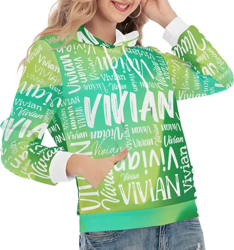 Vista 3 de ITACUSUTOMAS Sudadera con capucha personalizada con nombre para mujer, sudaderas de manga larga