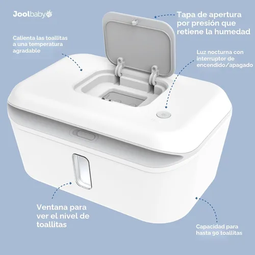 Vista 2 de Jool Baby Calentador de toallitas y dispensador con luz LED cambiante