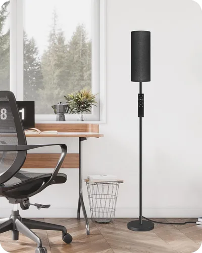 Vista 21 de Paquete de 2 lámparas de pie rosas regulables para sala de estar con 2 controles remotos e interruptor de pie, lámpara de pie de esquina, lámpara