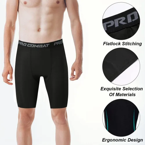 Vista 4 de HYCOPRTO - Pantalones cortos de compresión para hombre, ropa interior deportiva de elastano, rendimiento atlético, capa base, entrenamiento, correr