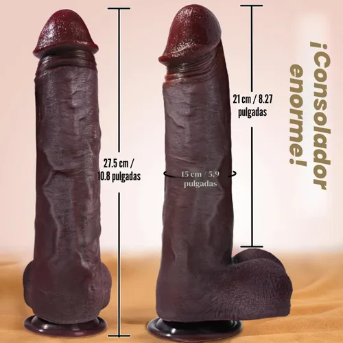 Vista 5 de Sex Toys - Consolador grande realista – Juguete sexual de 10.8 pulgadas de silicona marrón curvado, consoladores gigantes de doble capa para punto G