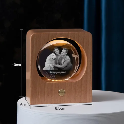 Vista 3 de Bola de cristal personalizada luz nocturna personalizada 3D fotos de cristal base LED con luz colorida, regalo personalizado para mujeres, hombres