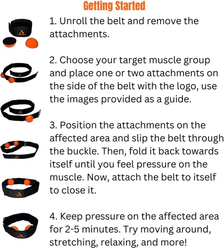 Vista 6 de Cinturón de alivio de tensión muscular, cinturón de masaje manual con bola de lacrosse accesorios de terapia de bola de masaje - Soporte de masaje