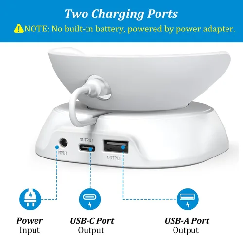 Vista 4 de PlusAcc Soporte para Pop con puertos de carga USB-C y USB-A, estación base de soporte de mesa para cargar teléfonos celulares y auriculares, base