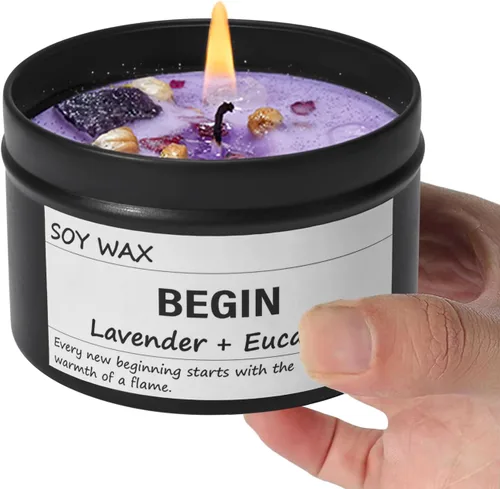 Vista 7 de Vela de lavanda y vainilla, altamente perfumada, velas de soja para el hogar, decoración del hogar, 7.1 onzas, 45 horas de combustión, velas