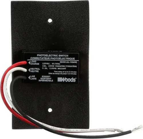 Vista 3 de Woods 59409WD - Placa de pared y control de luz de poste con cable para exteriores, acabado metálico, plateado (paquete de 6)