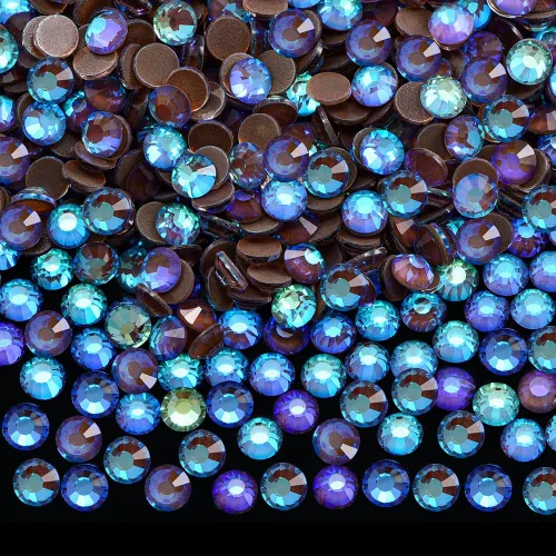 Vista 23 de Glass Flatback Rhinestones for Crafts 1440pcs 4mm SS16 AB Blue