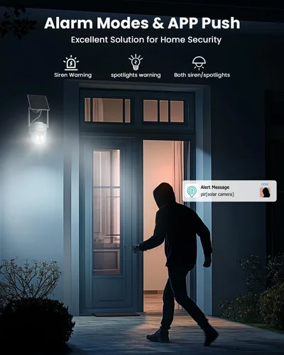 Vista 8 de VIZIUUY Cámaras de Seguridad Solar de 5MP Inalámbricas para Exteriores, Cámara de Seguridad para Exteriores WIFI6, Cámara PTZ de 360° Alimentada por
