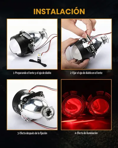 Vista 7 de Qasim módulo LED ojo de demonio DRL para lente de proyector, conversión DIY, ojo rojo demoníaco malvado - 2 paquete