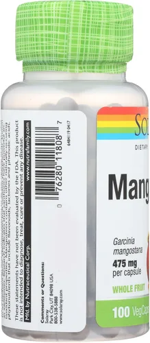 Vista 4 de Solaray Fruta de mangostán 475 mg Hierba entera Suplemento antioxidante y de apoyo inmunológico con fitonutrientes, polifenoles, flavonoides
