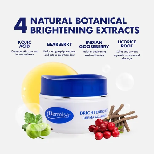Vista 3 de Dermisa Crema iluminadora con ácido kójico, regaliz, arbutina y amla, removedor de manchas oscuras e hidratante facial para un tono de piel