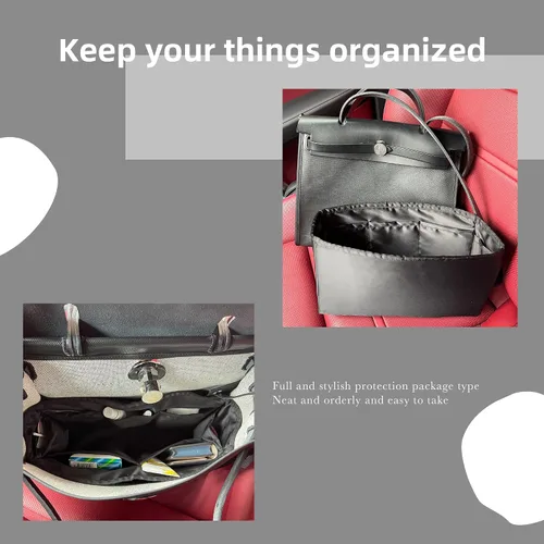 Vista 8 de DGAZ Organizador de bolso de seda para bolsas Hermes Herbag 313950, bolso de lujo y organizador de mano, inserto de bolsa Simplicity (negro, H50)