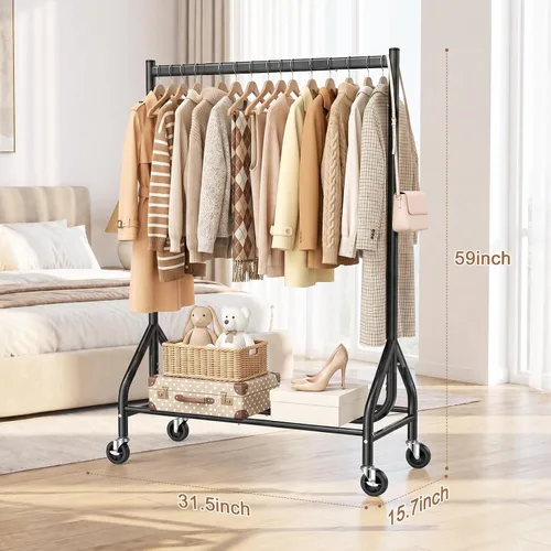 Vista 3 de EAGMAK Heavy Duty Clothes Rack Load 268 LBS, 31.5 inch Hanging Rod, Black