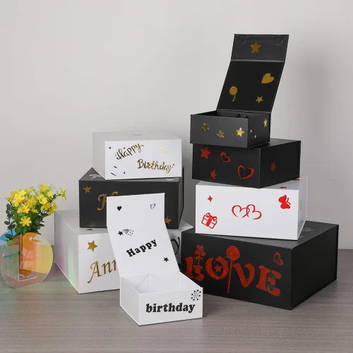 Vista 7 de GoooodGift Cajas de Regalo Negras Paquete de 16, Caja de Regalo Plegable con Tapa de Cierre Magnético, Embalaje para Pequeñas Empresas, Fiestas