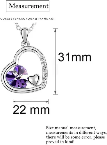 Vista 2 de Juego de collar con colgante de corazón de cristal austriaco para mujer