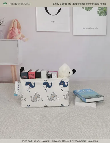 Vista 7 de Cesta de lavandería plegable rectangular, canasta de lona, cesta para guardería, adecuada para niños, oficina, dormitorio, ropa, almacenamiento