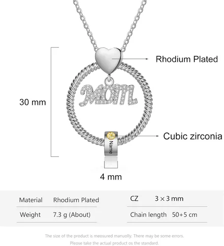 Vista 3 de Wendy Made Personalized Mom Necklace for Women with 1-5 Names for Mom Gifts Custom Mama Gifts Mother Daughter Necklace with Birthstone for Women
