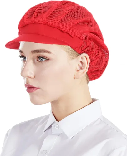 Vista 23 de Nanxson 3 piezas Gorra de chef para cocina, gorro de cocina, redes para el cabello de malla, servicio de alimentos CF9033 Negro*3 piezas