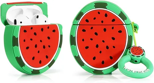 Vista 6 de Airpods - Funda de silicona divertida para Apple Airpods 1 y 2 [Serie de frutas y vegetales] [Mejor regalo para niñas, niños o parejas] (Fresa 3D)