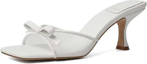 Vista 32 de Mostrin - Sandalias con tacón de gatitos para mujer, con punta redonda con lazo, vintage, sexy, de tacón aguja, sin talón, para fiesta y uso diario