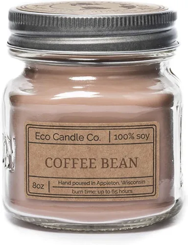 Vista 26 de ECO CANDLE CO. Vela reciclada, té negro y miel, 6 oz. - Aromas de té picante, nuez moscada, miel y naranja - 100% cera de soja, sin plomo, etiqueta