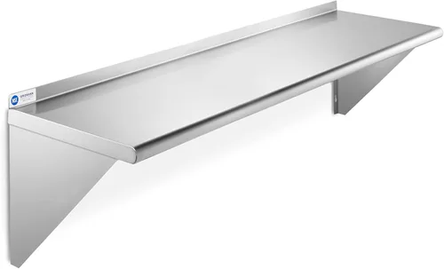 Vista 9 de GRIDMANN Estante de montaje en pared de acero inoxidable de 14 x 24 pulgadas con protector contra salpicaduras, grado comercial, estantería