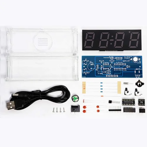 Vista 4 de Treedix 1 unids colorido reloj digital kits LED hablando reloj DIY kit componente reloj electrónico montaje experimento (verde)