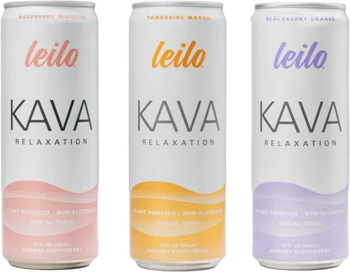 Vista 9 de LEILO Bebida Espumosa Relajante a Base de Kava Sabor Mora y Naranja 12-Pack – Bebida Tranquilizante Sin ALC Latas de 12 onzas líquidas