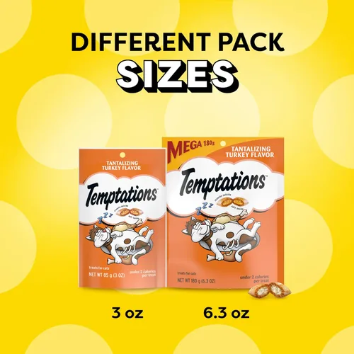 Vista 11 de Temptations Golosinas para gatos, golosinas clásicas crujientes y suaves para gatos, sabor tentador a pavo, bolsa de 3 onzas (paquete de 12)