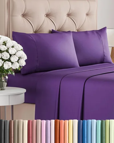 Vista 162 de Juego de sábanas Twin de 4 piezas - Cómodo, transpirable y refrescante - Juego de ropa de cama de lujo de hotel ultrasuave con bolsillos profundos