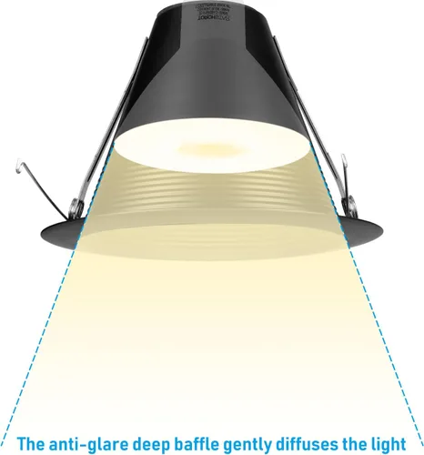 Vista 3 de TORCHSTAR Paquete de 6 luces empotrables de 6 pulgadas con bridas Negro