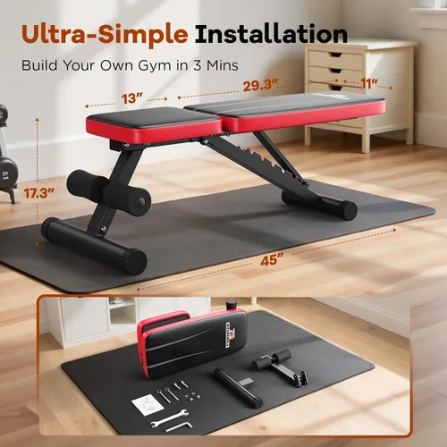 Vista 9 de NICEPEOPLE Adjustable Weight Bench for Home Gym, 660LBS Capacity Workout Bench with 8 Backrests for Chest Shoulders Arms, Compact and Foldable