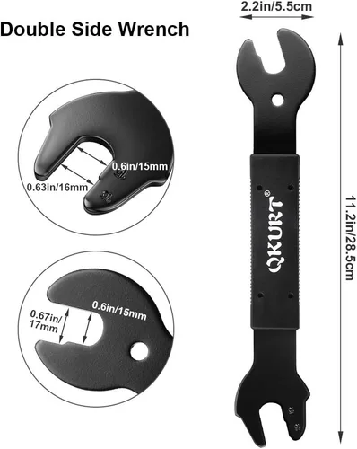 Vista 2 de QKURT Llave de pedal de bicicleta, llave de pedal de bicicleta, herramienta de reparación de ciclismo de doble cara para ciclismo, bicicleta